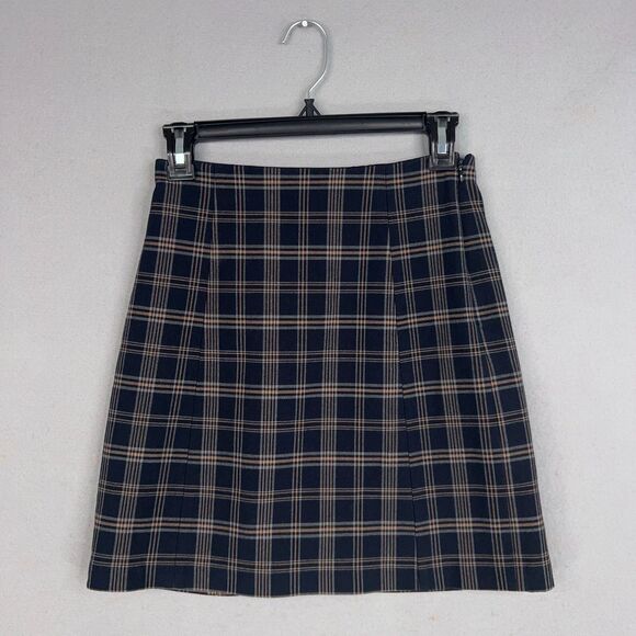 Aritzia Babaton Skirt Women 0 Yellow Black Plaid Dark Academia Preppy Schoolgirl - Picture 2 of 15